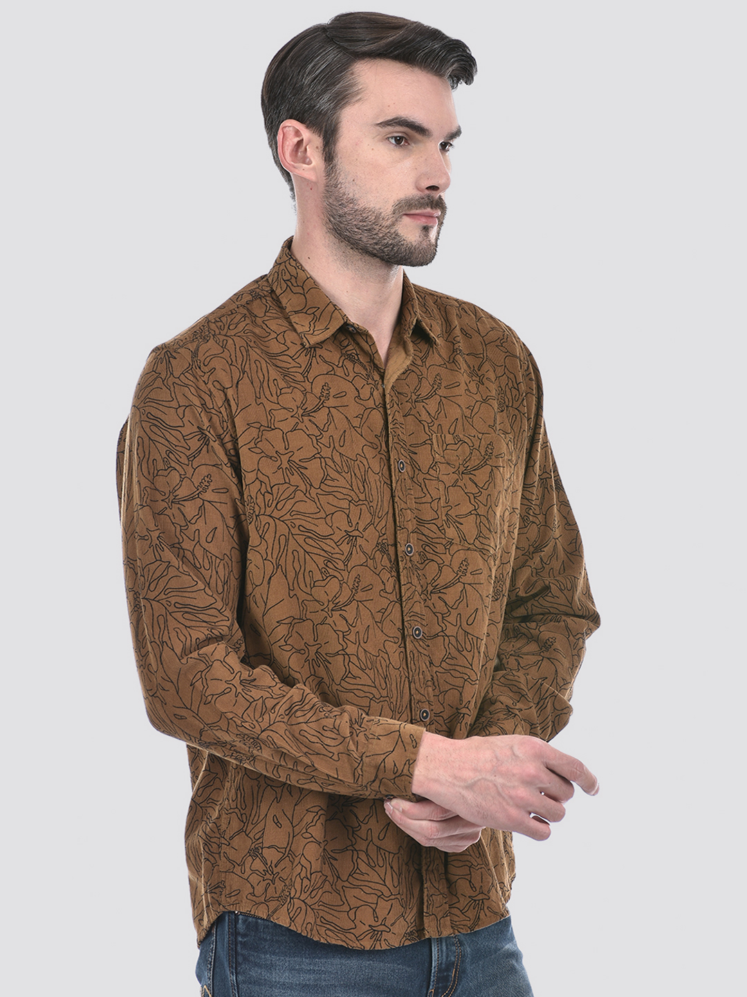 Numero Uno Men Abstract Brown Shirt